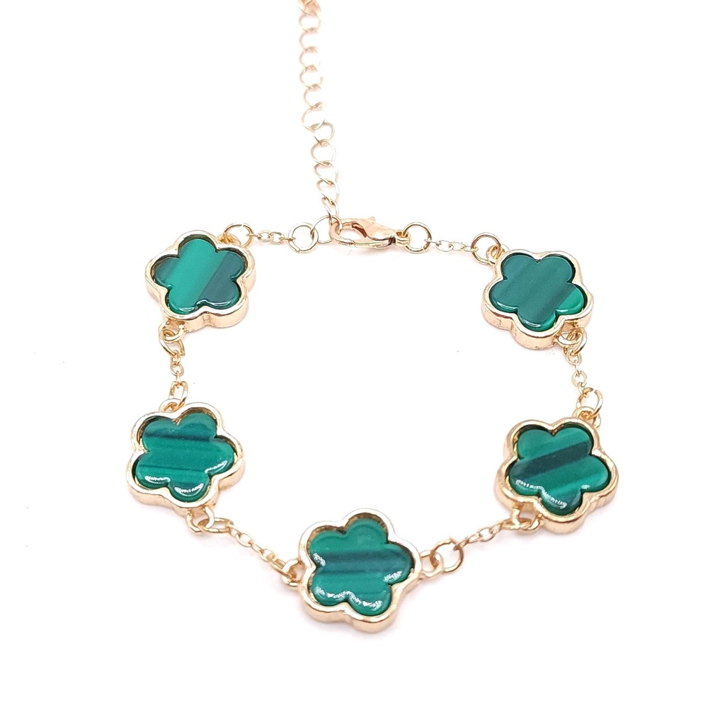 Gold Green‎ Clover Link Bracelet